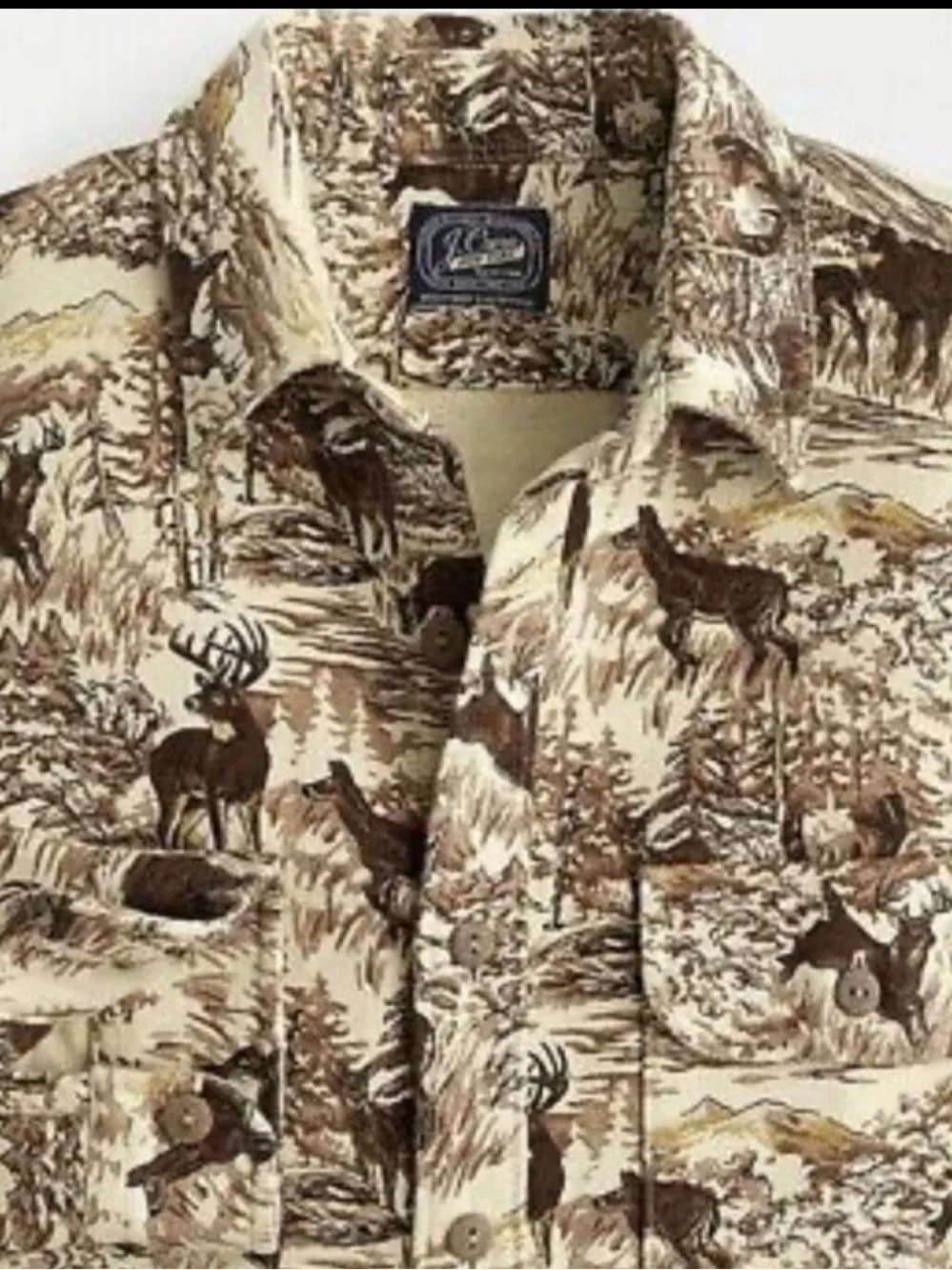 GORGEOUS RARE Vintage JCREW Heavyweight Chamois Button Down Fall Deer Pattern 🦌